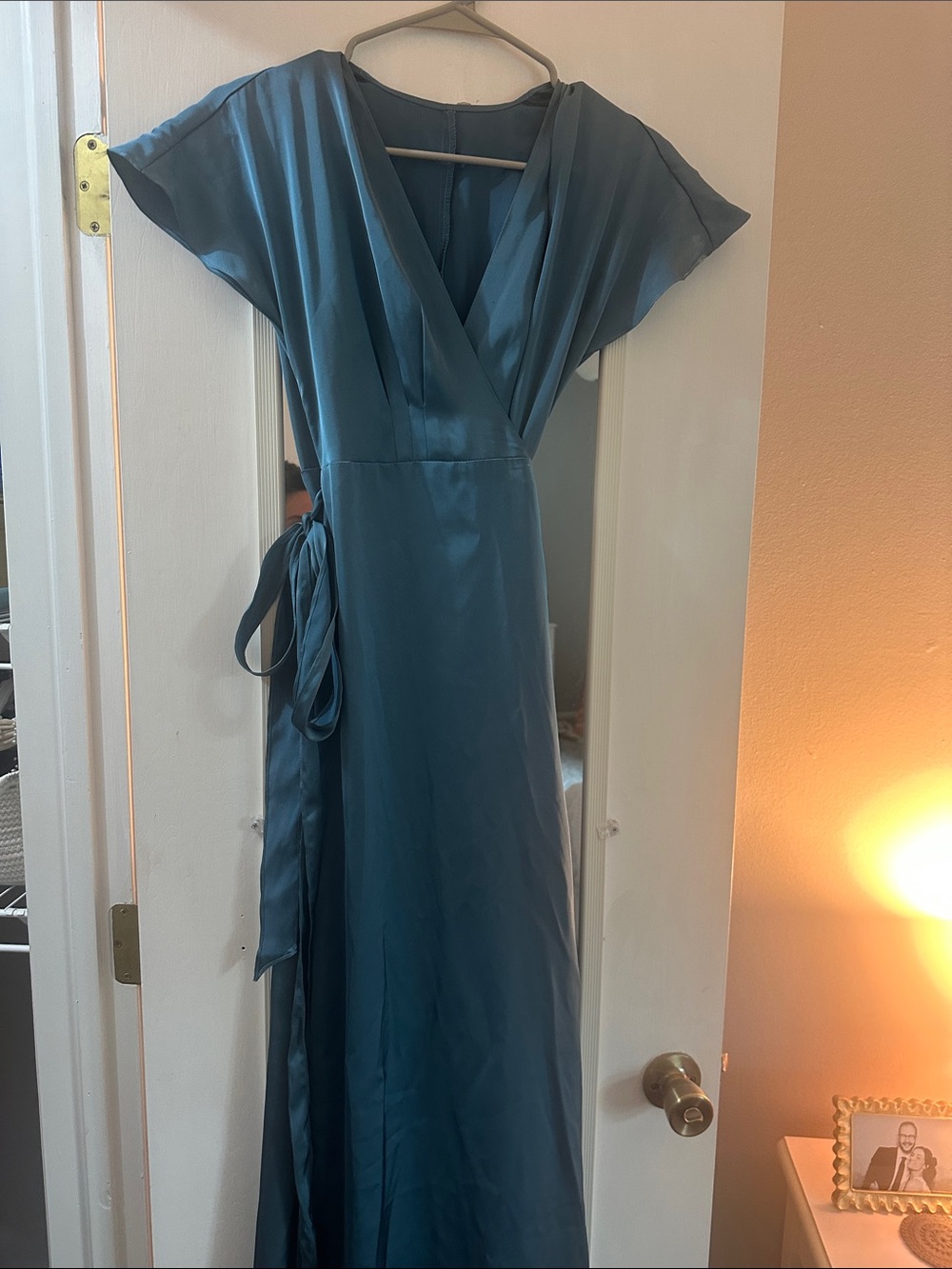 Azazie Nico Stretch Satin Dress in Bermuda size A2
